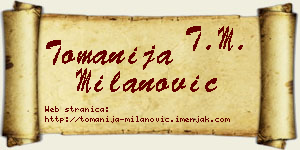 Tomanija Milanović vizit kartica